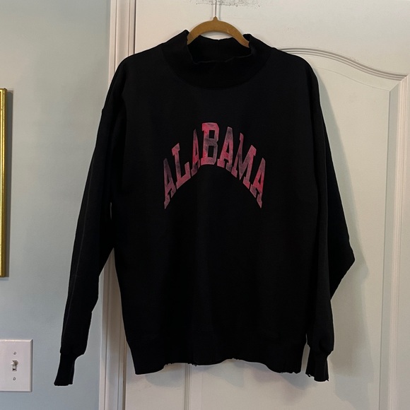 Firstport Alabama Mock Neck Black Distressed Sweatshirt Sz Large NWT Made in USA - Picture 3 of 10